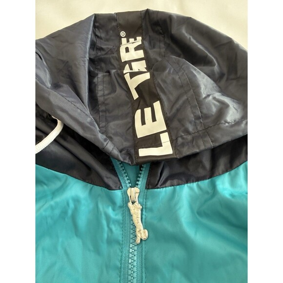 Le Tigre Hooded Quarter Zip Windbreaker Jacket Blue Black Men’s Sz Large b - Picture 3 of 9